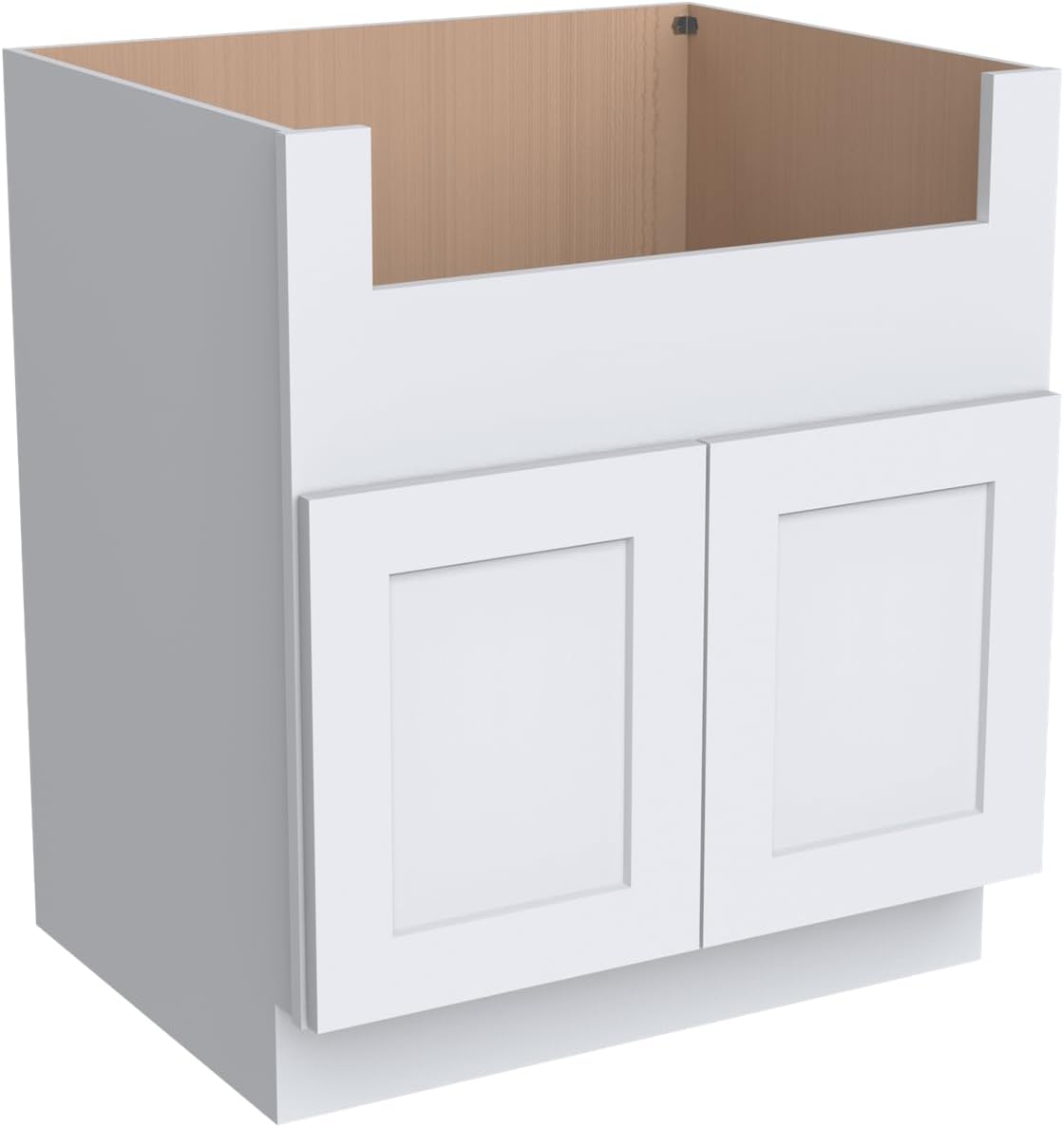 33 Inch RTA Kitchen Sink Base Cabinet - Solid Wood Shaker Style Farmhouse Cabinet with Soft Close Doors, Fits 24-30 Inch Undermount Sinks, Ready to Assemble (White)