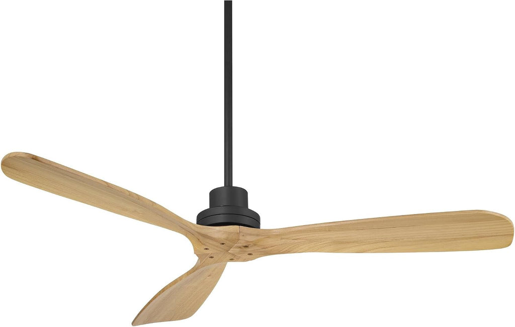 Casa Vieja 52' Delta Modern Country Indoor Cottage Core Outdoor Ceiling Fan 3 Blade Remote Control Matte Black Finish Wood Blades Bedroom Patio Living Room DC Motor Decorative Damp Rated Garage