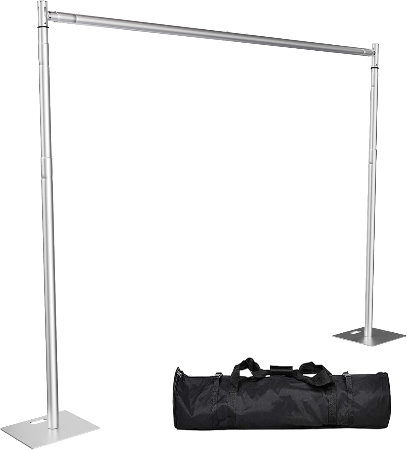 TOCRETOARE Heavy Duty Backdrop Stand, 8x10ft Pipe and Drape Backdrop Stand Kit with Adjustable Telescopic Poles Frame and Metal Base, Background Holder for Parties Wedding Birthday Photography