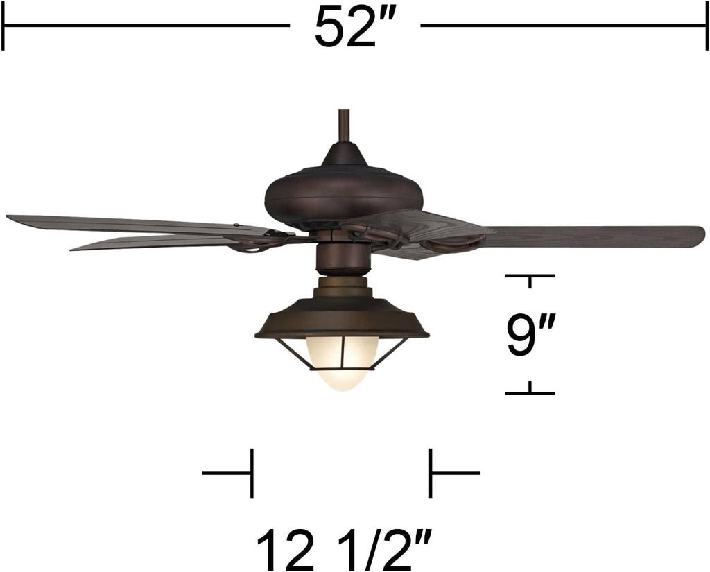 Casa Vieja 52' Orb Modern Industrial Indoor Outdoor Ceiling Fan with LED Light Oil Rubbed Bronze Brown Frosted Glass Cage Wet Rated for Patio Exterior House Porch Gazebo Garage Barn