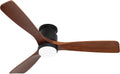52' Ceiling Fans Flush Mount with Lights and Remote Control, Dark Brown Solid Wood Ceiling Fans for Indoor Outdoor Farmhouse, Timing 6 Speeds 3 Color Light with Memory Lighting