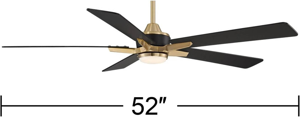 Casa Vieja 52' Vegas Nights Brass Black LED Ceiling Fan with 36' Downrod