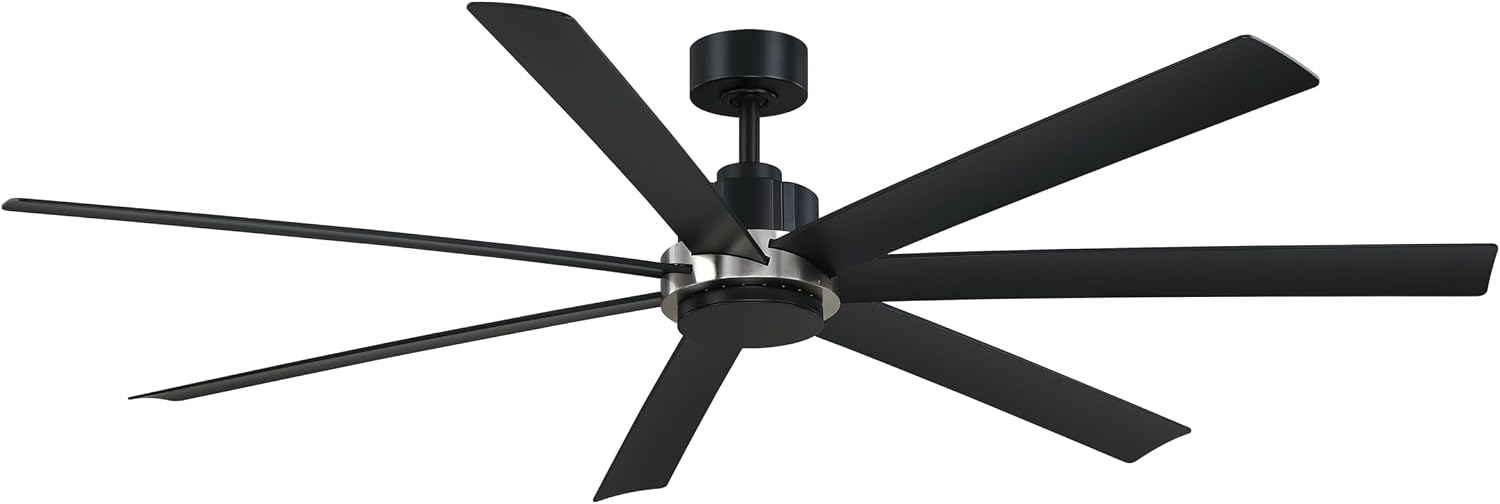 Fanimation Pendry 7 Blade Indoor/Outdoor Ceiling Fan 72 Inch Wide with Black/Brushed Nickel Finish and Black Blades