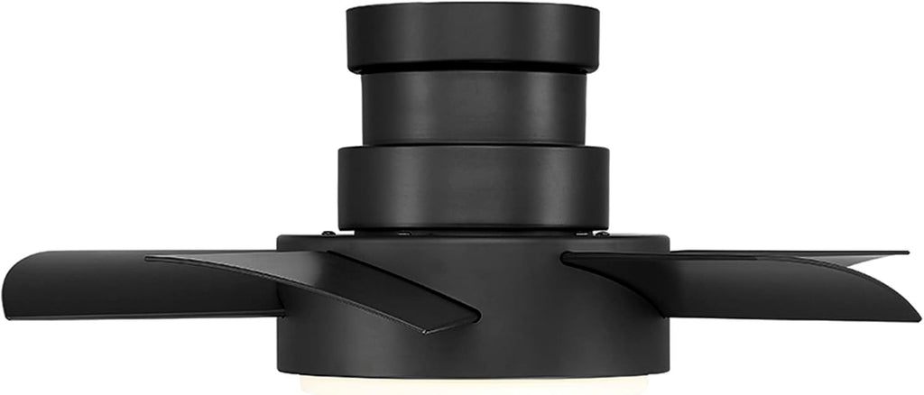 Modern Forms Vox 26 in Smart Indoor and Outdoor Smart Flush Mount Ceiling Fan in Matte Black with Remote Control 3000K