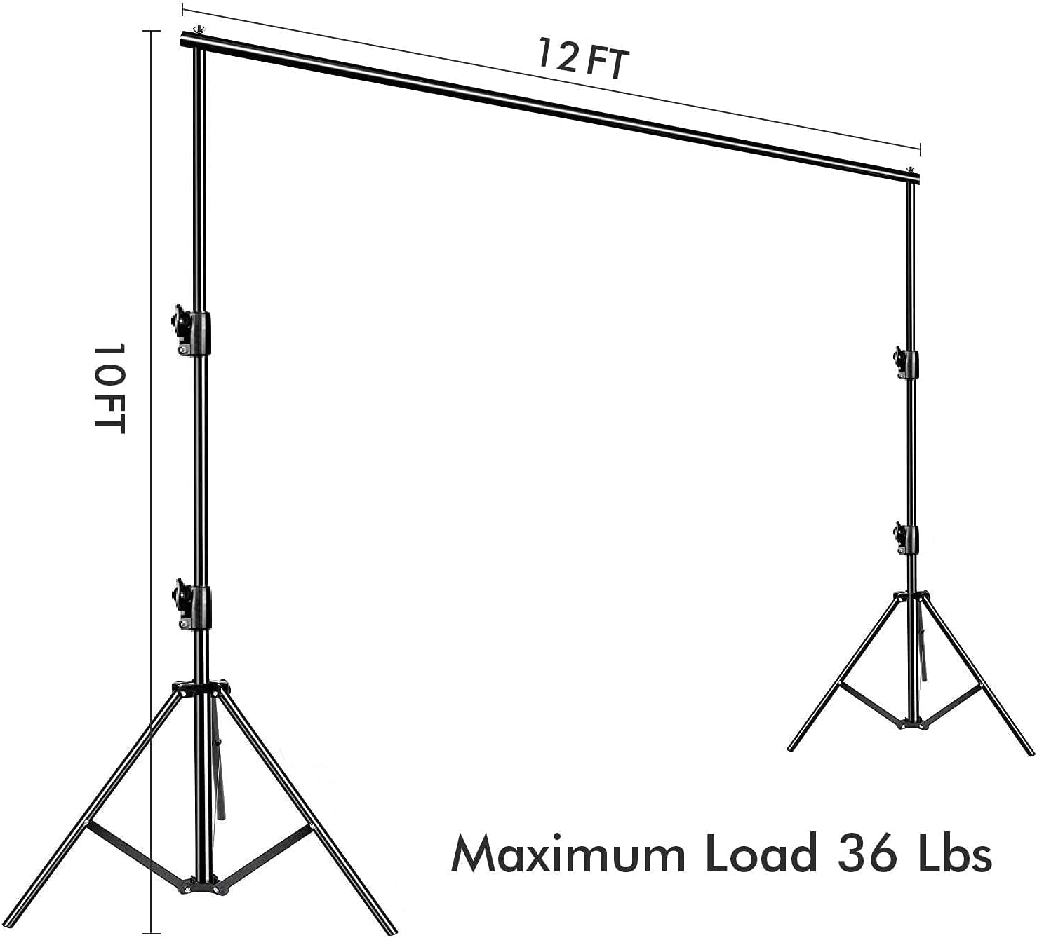SLOW DOLPHIN Photography Background Support 12ft x 10ft Heavy Duty Adjustable Backdrop Stand Kit with Photography Muslin Backdrop Clips ，Spring Clamps，Carry Bag for Photo Video Studio