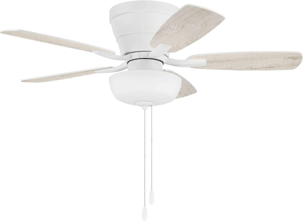 Craftmade 42' Wheeler Indoor Flush Mount 5 Blade White Finish Ceiling Fan with Single Bowl Light