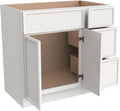 Solid Wood RTA 36' Bathroom Vanity Single-Sink Drawer Base Cabinet Sink Storage Cabinet with Soft-Close 2 Doors and 3 Right Drawers (NT-Origami White, 36' W × 21' D × 34-1/2'H)