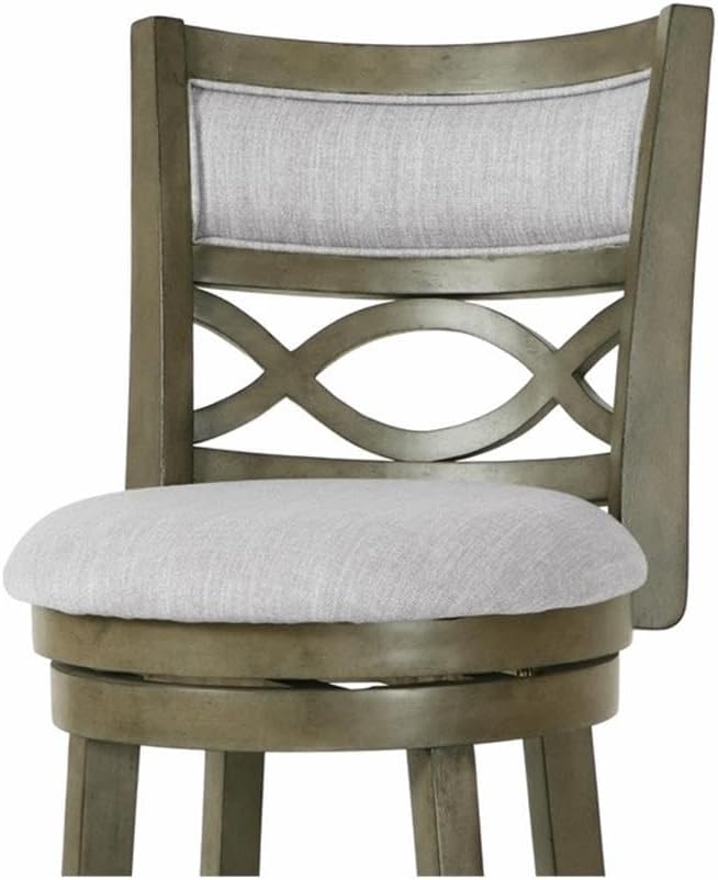 New Classic Furniture Manchester Counter Swivel Bar Stool with Open Back and Fabric Upholstered Seat & Back Rest, 29-Inch, Gray