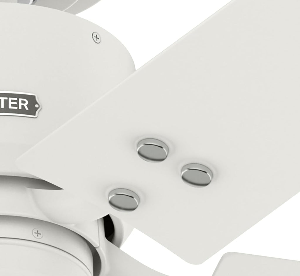 Hunter 52 inch Outdoor or Indoor Ceiling Fan No Light - White Ceiling Fan without Light, For Patio, Porch, Garage, or Living Room, Standard Mount, 5 Blades, Pull Chain - Windbound 51460, Matte White