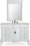 48' Antique White Marble Beckham Bathroom Sink Vanity & Mirror SW3882W-AW-48MIR