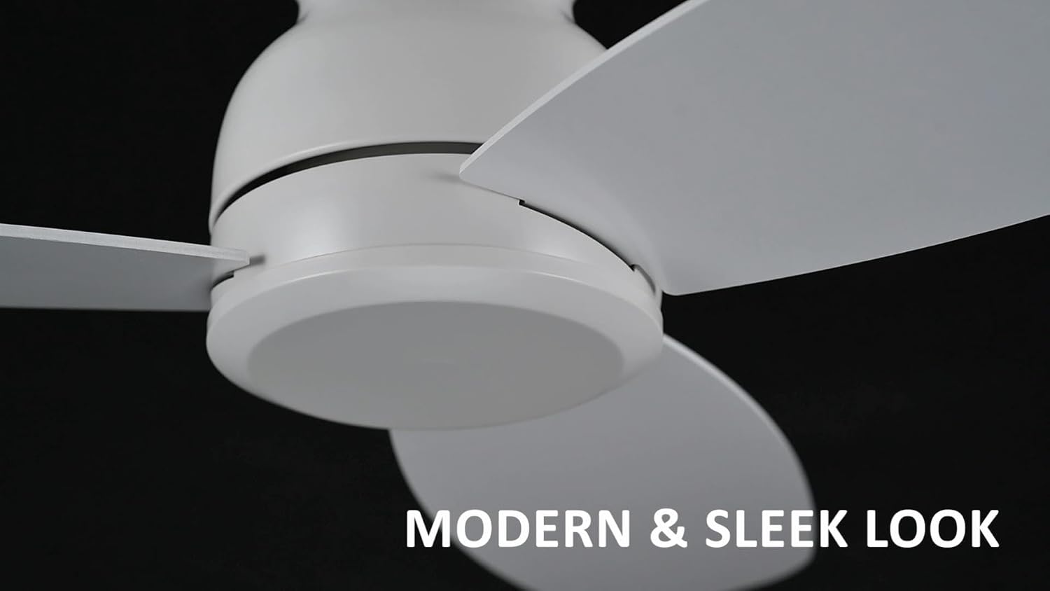 CEME 48 Inch Flush Mount Ceiling Fan without Lights, White Ceiling Fan with Remote Low Profile, 10-Speed Reversible DC Motor, 3 Dual Finish Blades, Indoor for Bedroom