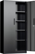 Oakcloud Metal Storage Cabinet Tool Organizer, 72' Lockable Garage Storage Tool Cabinets with 2 Doors and 4 Adjustable Shelves, Locking File Cabinet for Office, Home, School (72' Standard-Black)