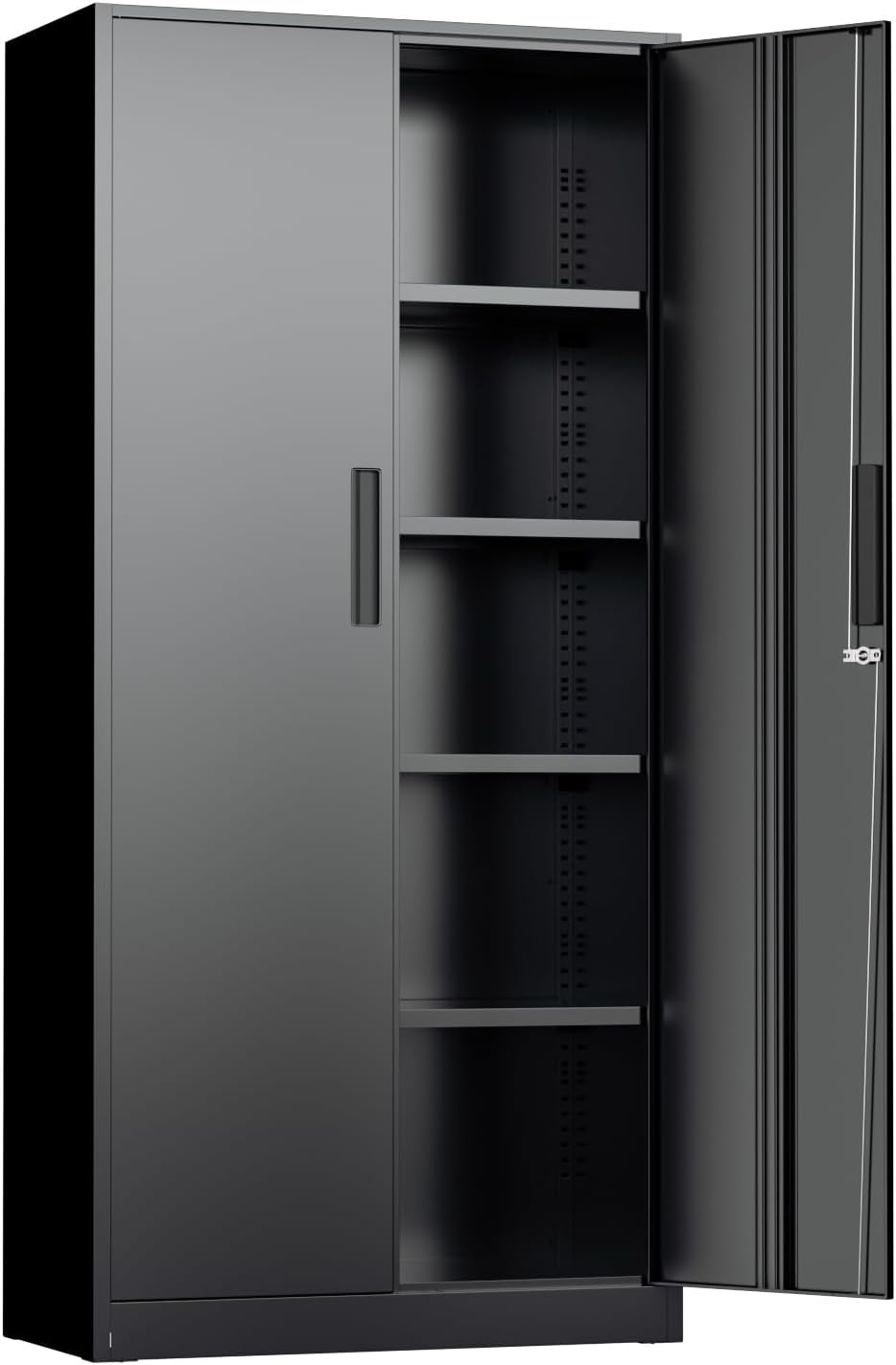 Oakcloud Metal Storage Cabinet Tool Organizer, 72' Lockable Garage Storage Tool Cabinets with 2 Doors and 4 Adjustable Shelves, Locking File Cabinet for Office, Home, School (72' Standard-Black)