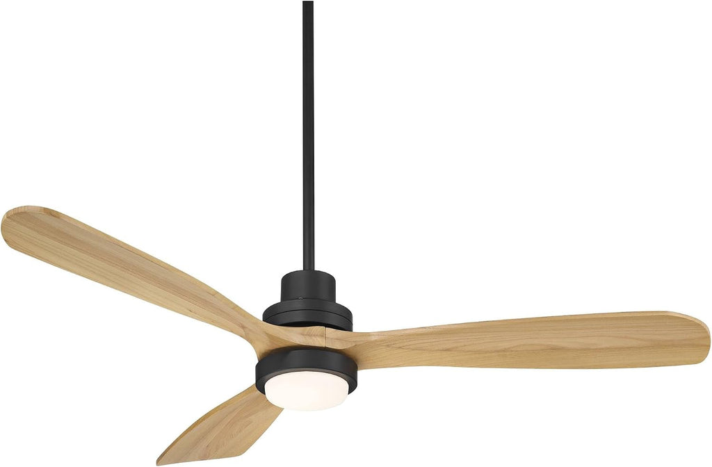 Casa Vieja 52' Delta Modern Country Indoor Cottage Core Outdoor Ceiling Fan 3 Blade CCT LED Light Remote Control Matte Black Finish Wood Blades Bedroom Patio Living Room DC Motor Decorative Dimmable