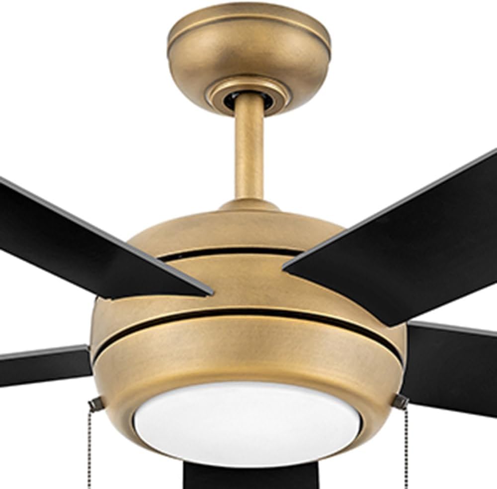 Hinkley Croft 52' Indoor Ceiling Fan with Light, Pull Chain Operation, Reversible Wooden Fan Blades, Integrated LED, Heritage Brass