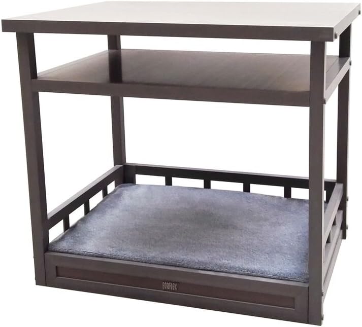New Age Pet ECOFLEX Nightstand Dog Bed, Indoor Pet Bed with Moisture Resistant Frame & Soft Cushion, Tool Free Assembly, Espresso Black