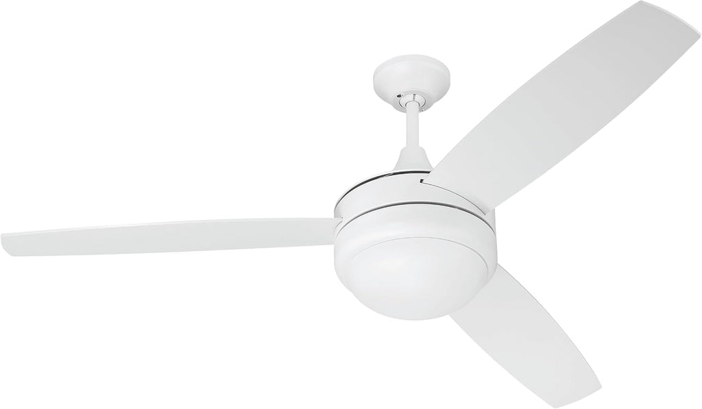 Craftmade 52' Phaze II White Finish Indoor 3-Blade Ceiling Fan & LED Light Kit with 4-Speed Wall Control Included