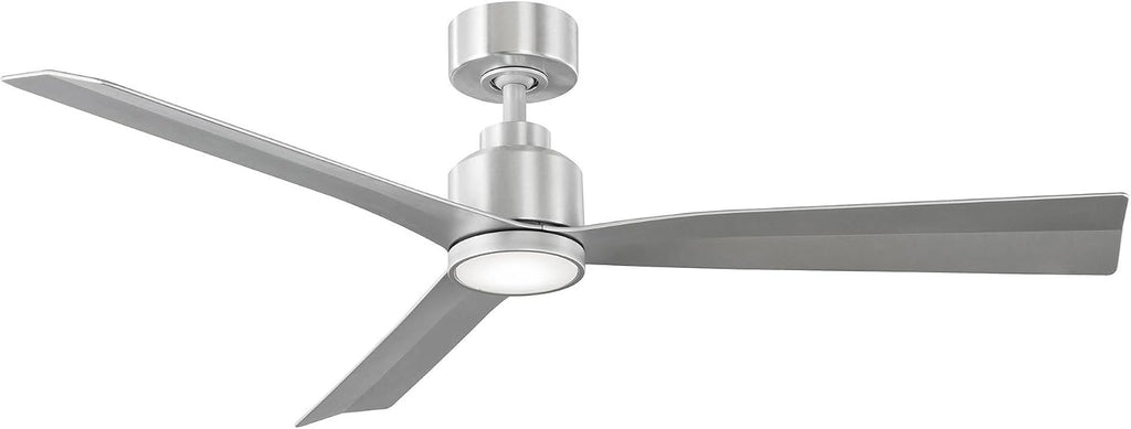 Clean Indoor and Outdoor 3-Blade Smart Ceiling Fan 54in Brushed Aluminum with 3000K LED Light Kit and Remote Control