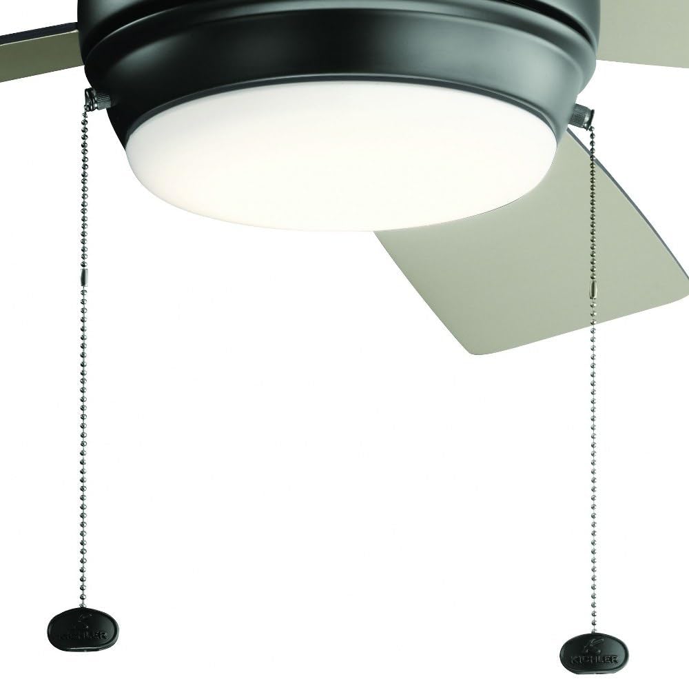 Kichler Starkk 52 in 5-Blade Ceiling Fan with LED Light, Modern Indoor Fan with Etched Cased Opal Glass in Polished Nickel, Reversible Silver and Walnut Blades, 330174PN