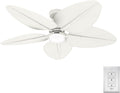Hunter - Tropic View Indoor/Outdoor Ceiling Fan With Light, Wall Control, 52-inch Coastal-style, 6-speed DC Motor, for porches, patios, sunrooms, bathrooms (Matte White)
