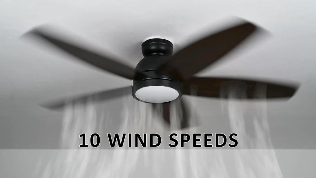 Carro 52' Ceiling Fan with Light Flush Mount, DC 10 Speeds Silent with Remote, 3 Light Colors Dimmable LED Ceiling Fan for Living Room, Bedroom, Dark Walnut