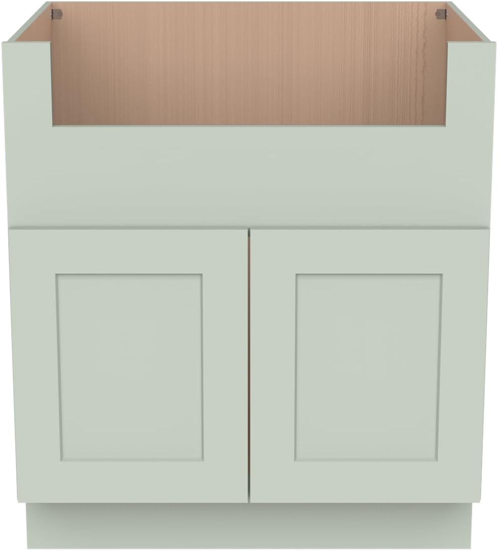 33 Inch RTA Kitchen Sink Base Cabinet - Solid Wood Shaker Style Farmhouse Cabinet with Soft Close Doors, Fits 24-30 Inch Undermount Sinks, Ready to Assemble (Jade Green)