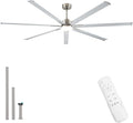 Minislak 96 Inch Industrial Ceiling Fans with Light,Brushed Nickel HVLS Ceiling Fan with 6 Speeds Reversible Motor,High CFM Indoor/Outdoor Ceiling Fan with 7 Aluminum Blades for Barn shop,Commercial