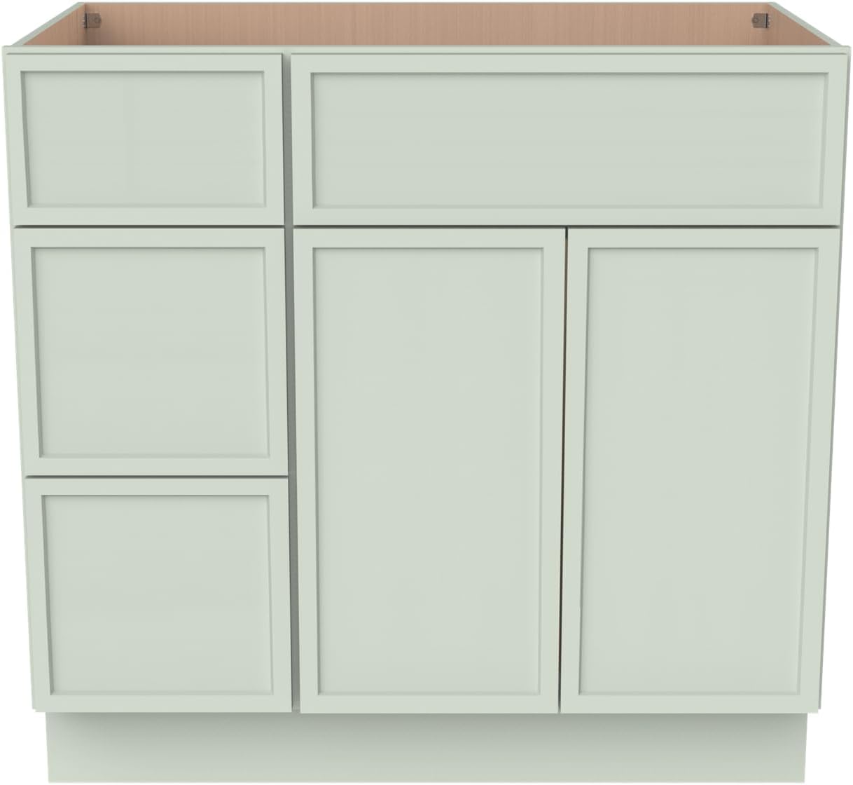 Solid Wood RTA Bathroom Vanity Sink Base Cabinet Sink Storage Cabinet with 2 Doors and 3 Left Drawers, Freestanding Bathroom Cabinet（Jade Green, 36'W × 21'D × 34-1/2'H