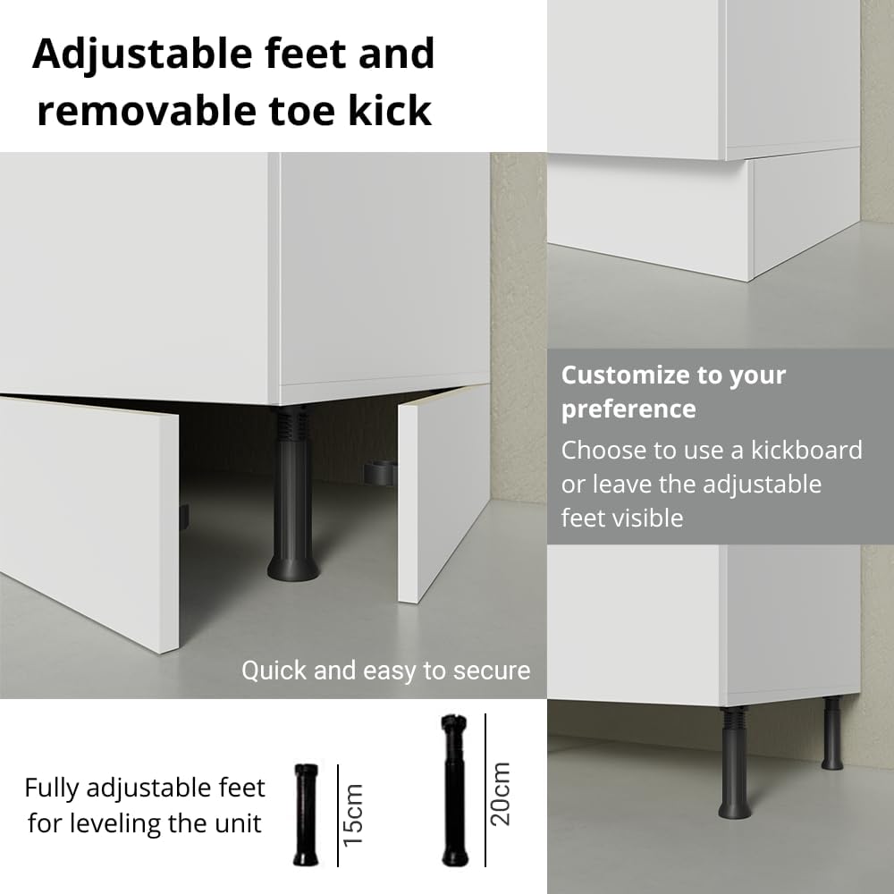 Madesa Heavy-Duty Garage and Utility Room Base Storage Cabinet with 2 Doors and 3 Drawers Storage Shelves 47 Inch Wooden Organization Unit - White