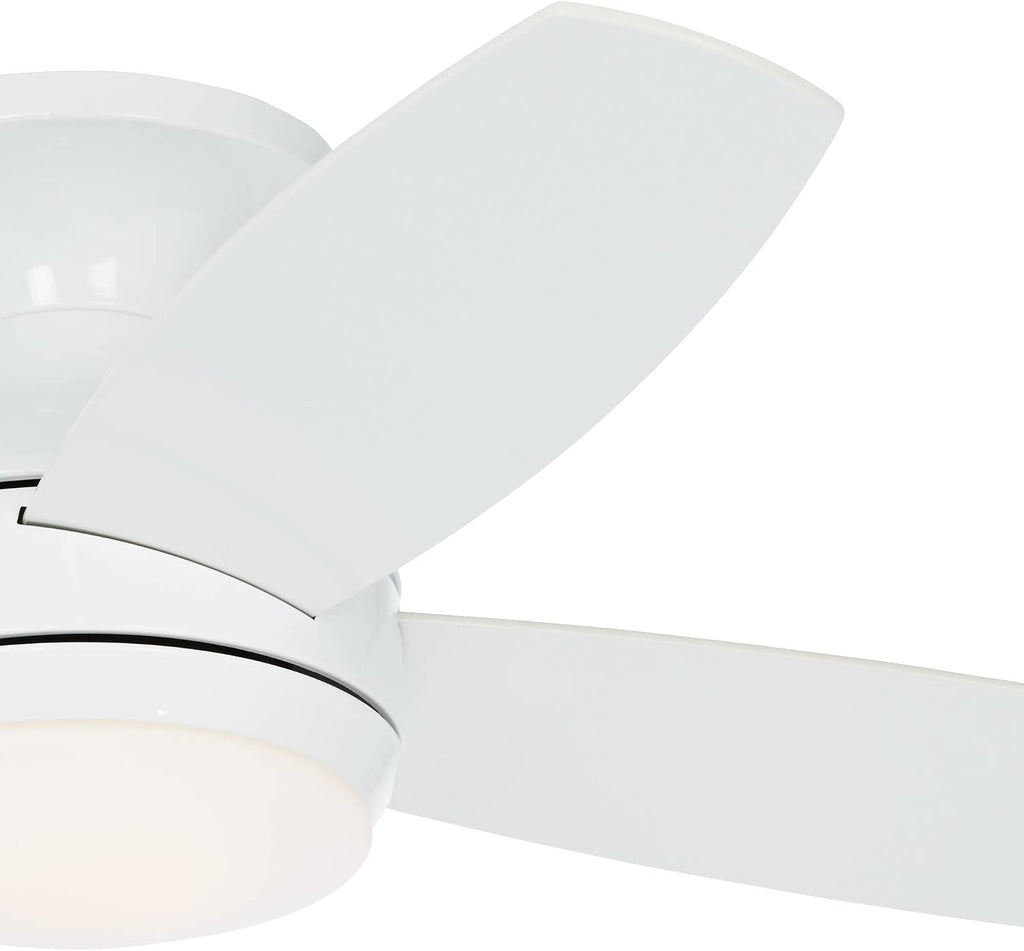 Casa Vieja 52' Elite Modern Industrial Hugger Low Profile Indoor Ceiling Fan with LED Light Dimmable Remote Control White Matte Opal Glass for House Living Room Kitchen Bedroom Family