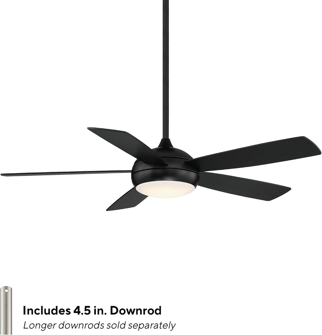 WAC Ceiling Fans F-005L-MB Odyssey 52' Ceiling Fan with LED Lights and Remote, Matte Black
