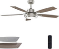 52 Inch Nickel Ceiling Fans with Lights and Remote Control for Bedroom, Modern Ceiling Fan with Quiet Reversible DC Motor, 3CCT, Dimmable, LED for Living Room, Patio, Indoor and Outdoor