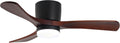 GESUM 42' Ceiling Fan with Lights Remote Control, Low Profile Ceiling Fan with 3 Walnut Wood Blades, Reversible,Dimmable, Flush Mount Ceiling Fans for Living Room Kitchen Bedroom(Black+Walnut)