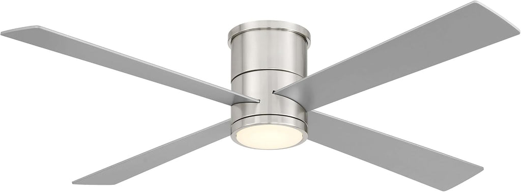 MINKA-AIRE F797L-BN/SL Falco 54' 4-Blade LED Flush Mount Ceiling Fan - Brushed Nickel and Silver Finish Blades with Etched Lens