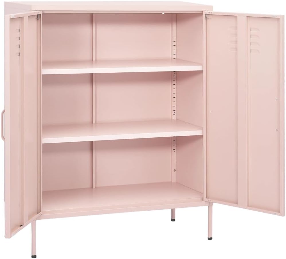 Metal Side Accent Storage Cabinet with Adjustable Shelves, Steel Storage Cabinet for Entryway and Hallway, 31.5'x13.8'x40',-250