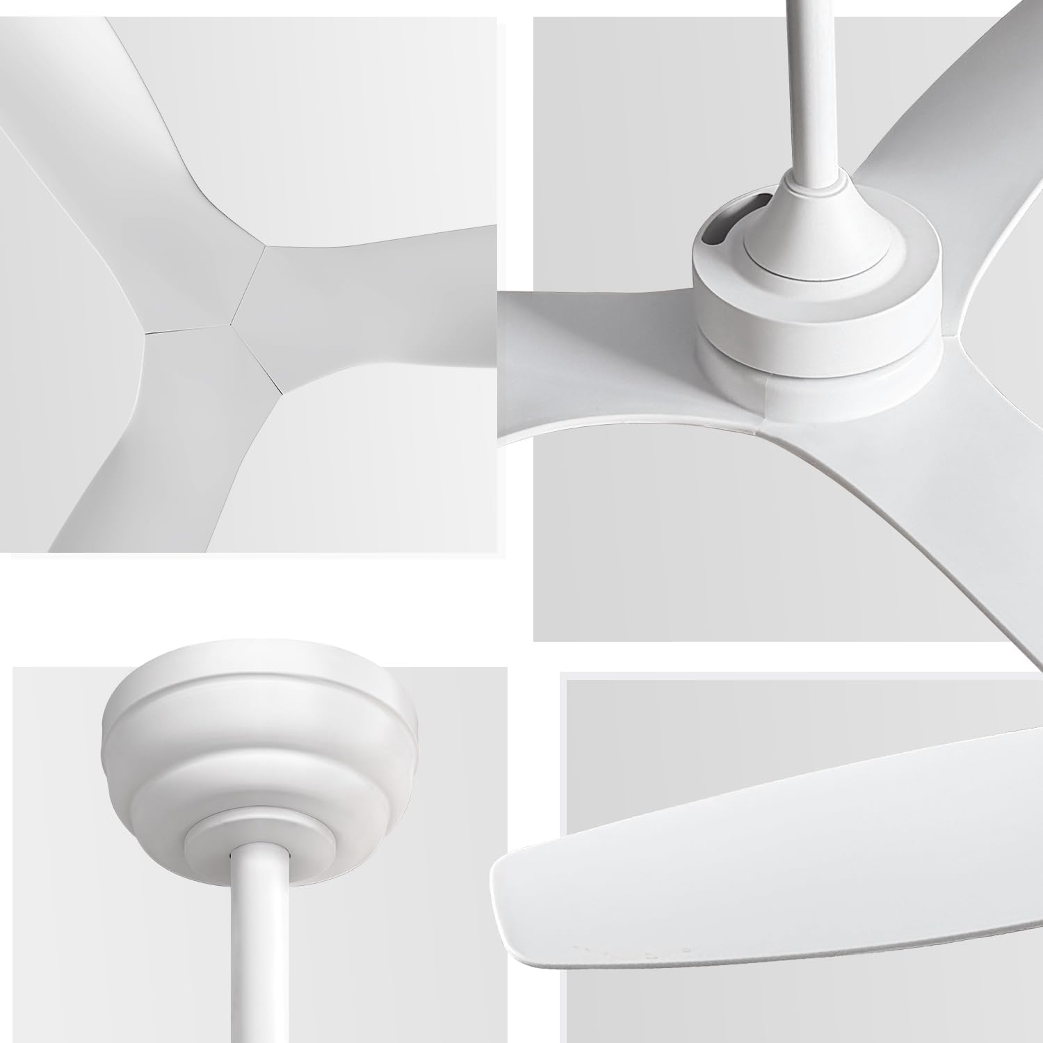 White Ceiling Fan No Light,52' Ceiling Fan Without Light with Remote,3 Blade Reversible,for outdoor indoor Patios/Farmhouse/Bedroom