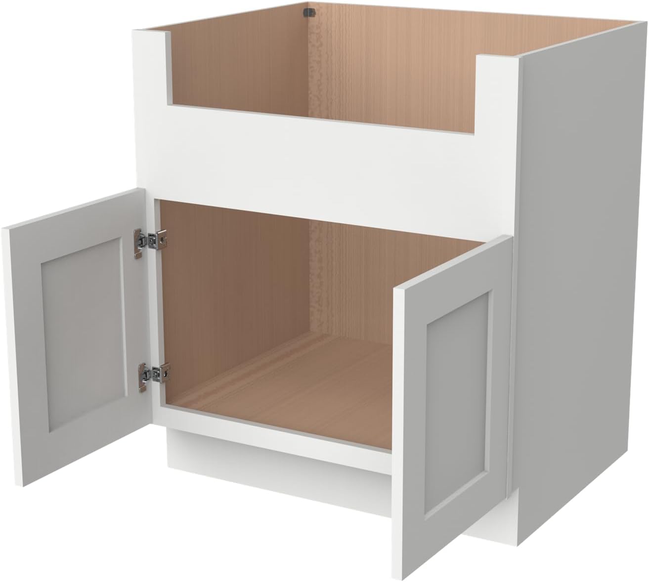 33 Inch RTA Kitchen Sink Base Cabinet - Solid Wood Shaker Style Farmhouse Cabinet with Soft Close Doors, Fits 24-30 Inch Undermount Sinks, Ready to Assemble (Origami White)