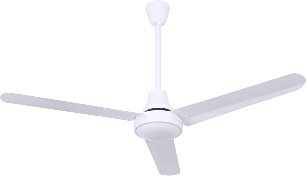 48' White Weatherproof Industrial Ceiling Fan – High-Performance DC Motor – Wall Control – Ideal for Outdoor Patios, Gyms & Warehouses