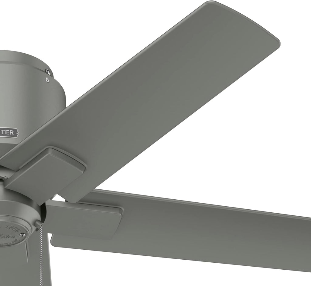 Hunter Fan 44 inch Ceiling Fan with Pull Chain and No Light, Outdoor or Indoor Matte Silver Ceiling Fan for Porch, Living Room, Office, Kitchen, Garage (Renewed)