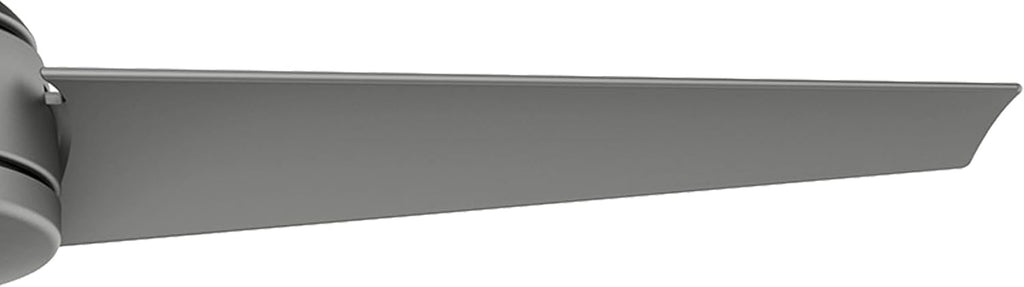Hunter 52 inch Outdoor or Indoor Ceiling Fan No Light - Ceiling Fan without Light, For Patio, Porch, Garage, or Living Room, Standard Mount, 3 Blades, Wall Control - Trimaran 59608, Matte Silver