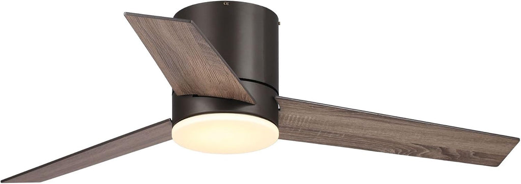 Low Profile Ceiling Fans with Lights and Remote, 48 Inch Bedroom Ceiling Fans Flush Mount, Indoor/Outdoor Fans for Patios, Reversible 3 Blades, Noiseless, Color Temp Adjusted, DOE ETL Tested (Bronze)