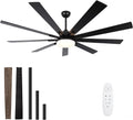 72 Inch Large Outdoor Ceiling Fan, Black Ceiling Fans with Lights and Remote, 9 Fan Blades, Dimmable, Reversible, 6-Speeds, 3-Colors Temperature, for Living Room/Office/Patio