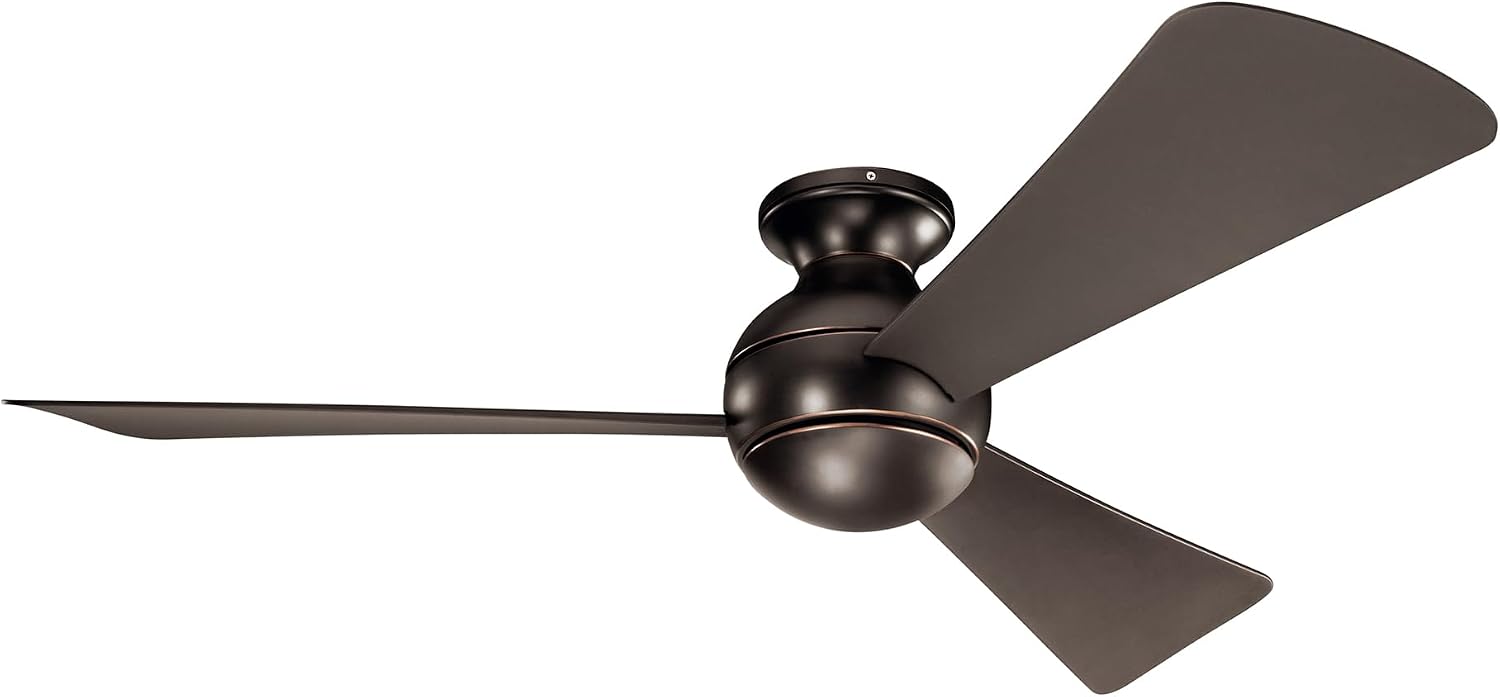 Kichler Sola 54' LED Indoor Outdoor Ceiling Fan In Old Bronze®, 3-Blade, 3000K, (54' W x 11' H), 330152OZ