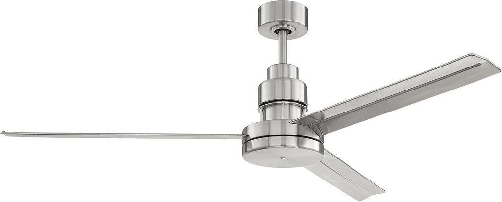 Craftmade MND54BNK3 Mondo 54 Inch 3 Blade Ceiling Fan | Brushed Polished Nickel Finish/Brushed Polished Nickel Aluminum Blades | IDC Wall Control and Remote Control | DC Motor Indoor Ceiling Fan