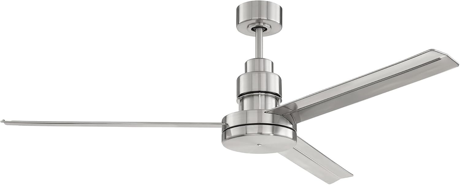 Craftmade MND54BNK3 Mondo 54 Inch 3 Blade Ceiling Fan | Brushed Polished Nickel Finish/Brushed Polished Nickel Aluminum Blades | IDC Wall Control and Remote Control | DC Motor Indoor Ceiling Fan