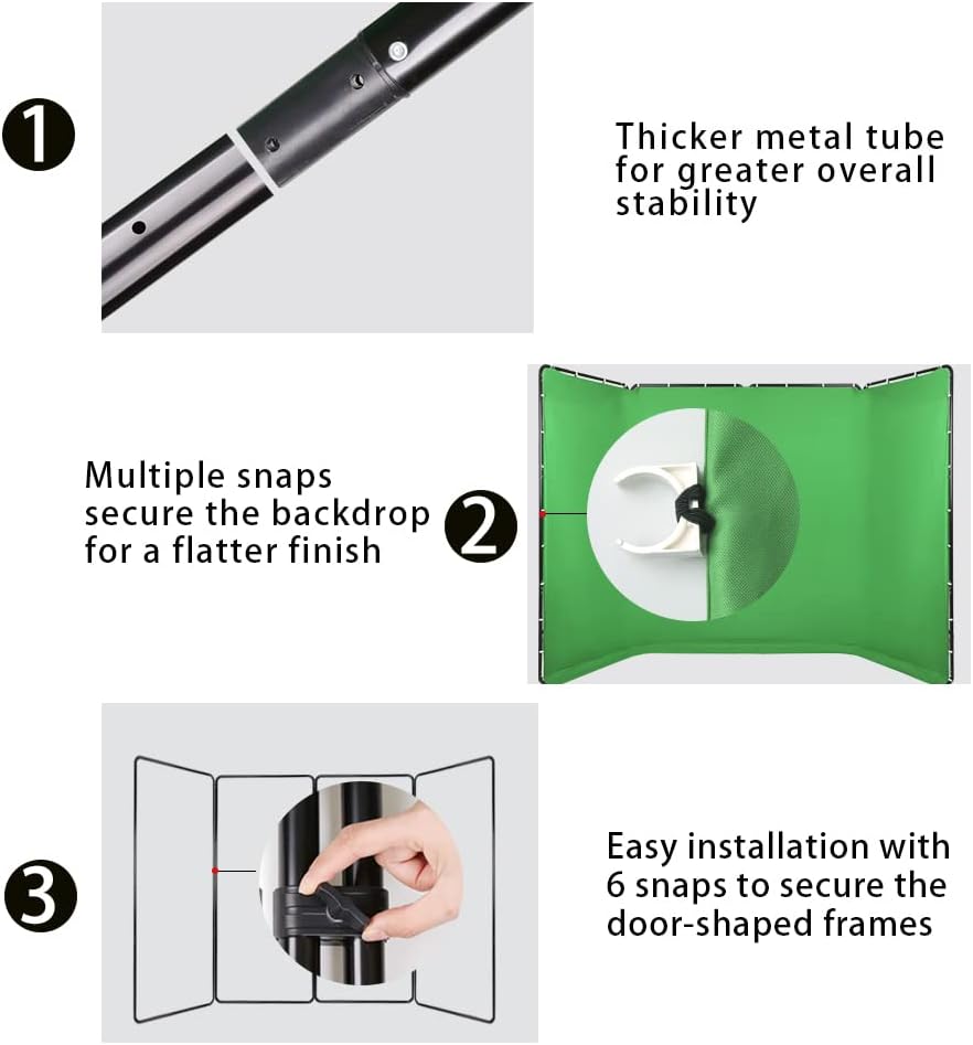 7.87ft x 13.12ft Portable Large Chromakey Green Screen Backdrop with Stand Photography Background Support System for Photo Studio Video Shooting, Live Streaming, Parties, Keying, Stage