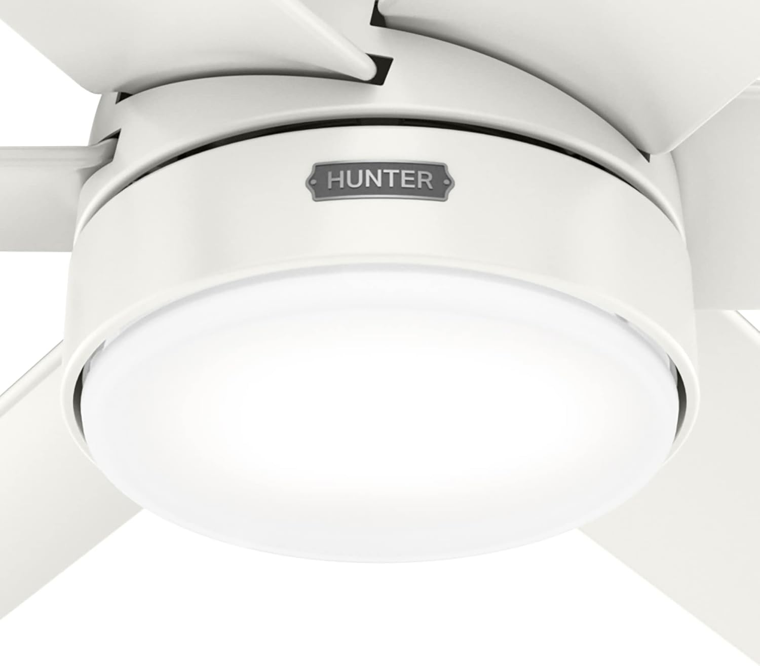 Hunter 60 inch Outdoor or Indoor Ceiling Fan with LED Light - White Ceiling Fan with Wall Control, For Patio, Garage, or Porch, Quiet, Standard Mount, 6 Blades - Skysail 52370, Fresh White