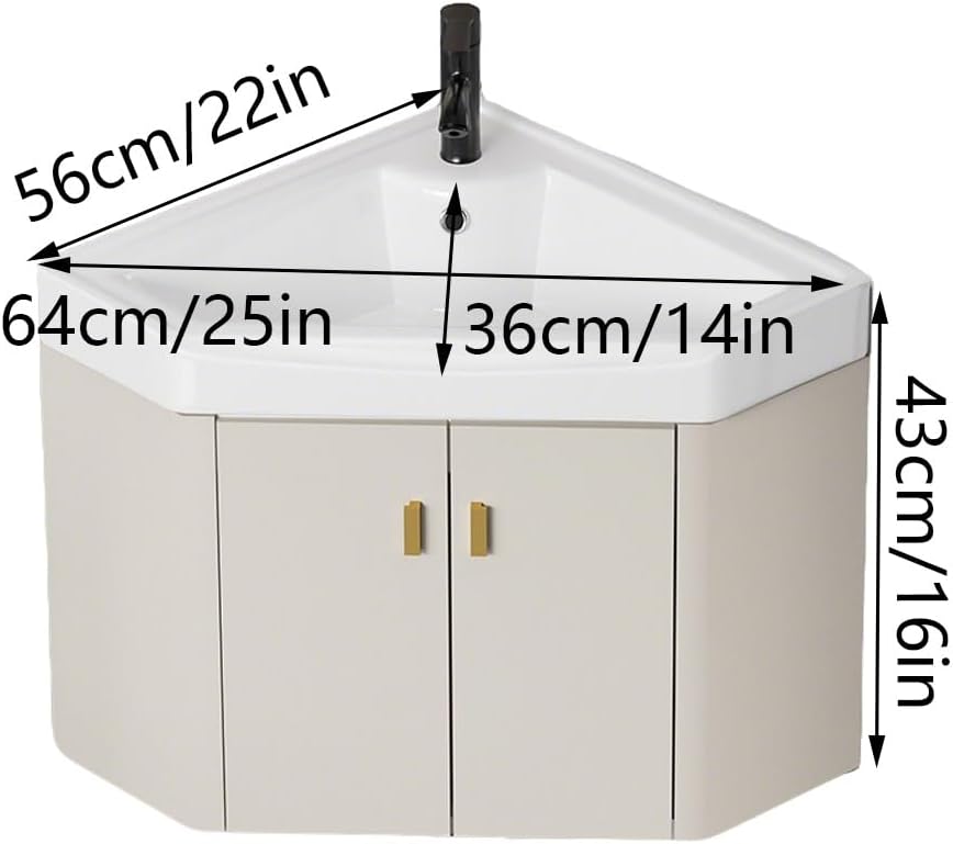 Modern Corner Bathroom Vanity，Freestanding Bathroom Vanity with Sink Set，Bathroom Sink Cabinet Easy-to-Clean，for Guest Baths Master Suites(22in)