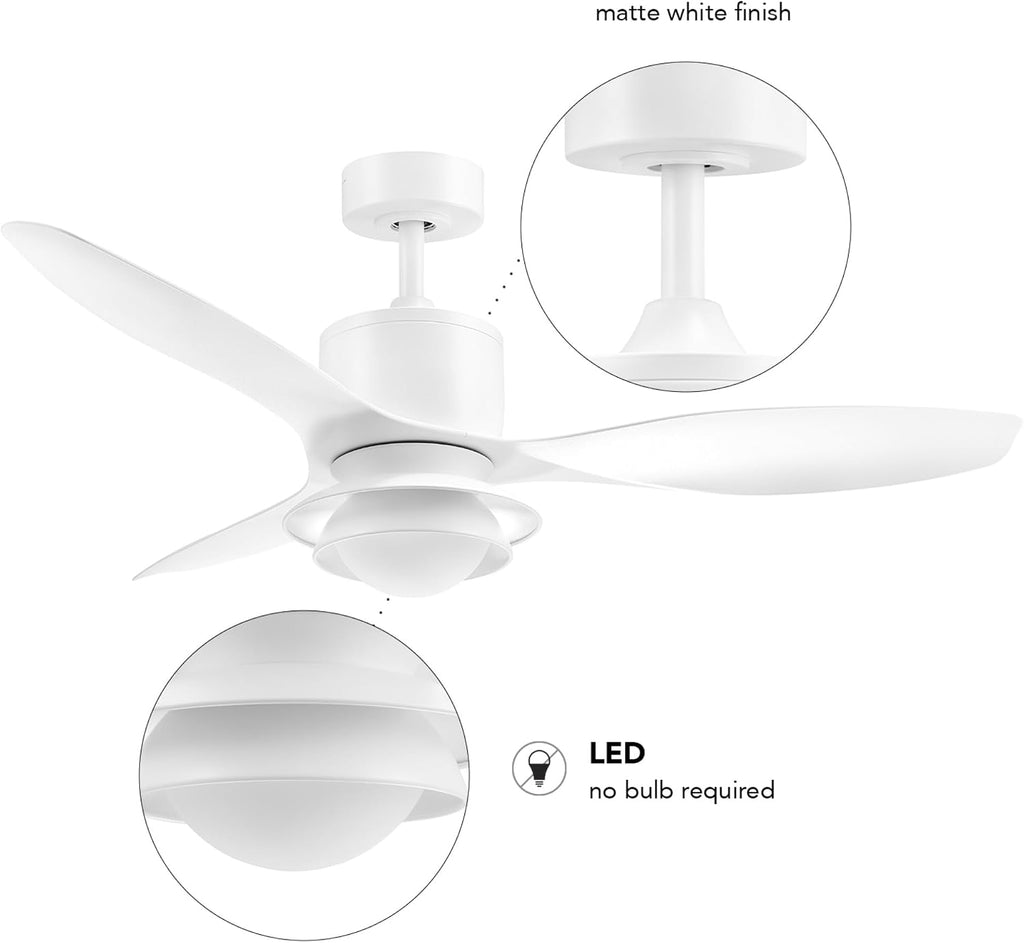 Globe Electric Oswald 48 in. Smart Ceiling Fan with LED Light, Energy Saving, Reversible Airflow, Remote Control, Whisper Quiet DC Motor, 6 Speeds, White