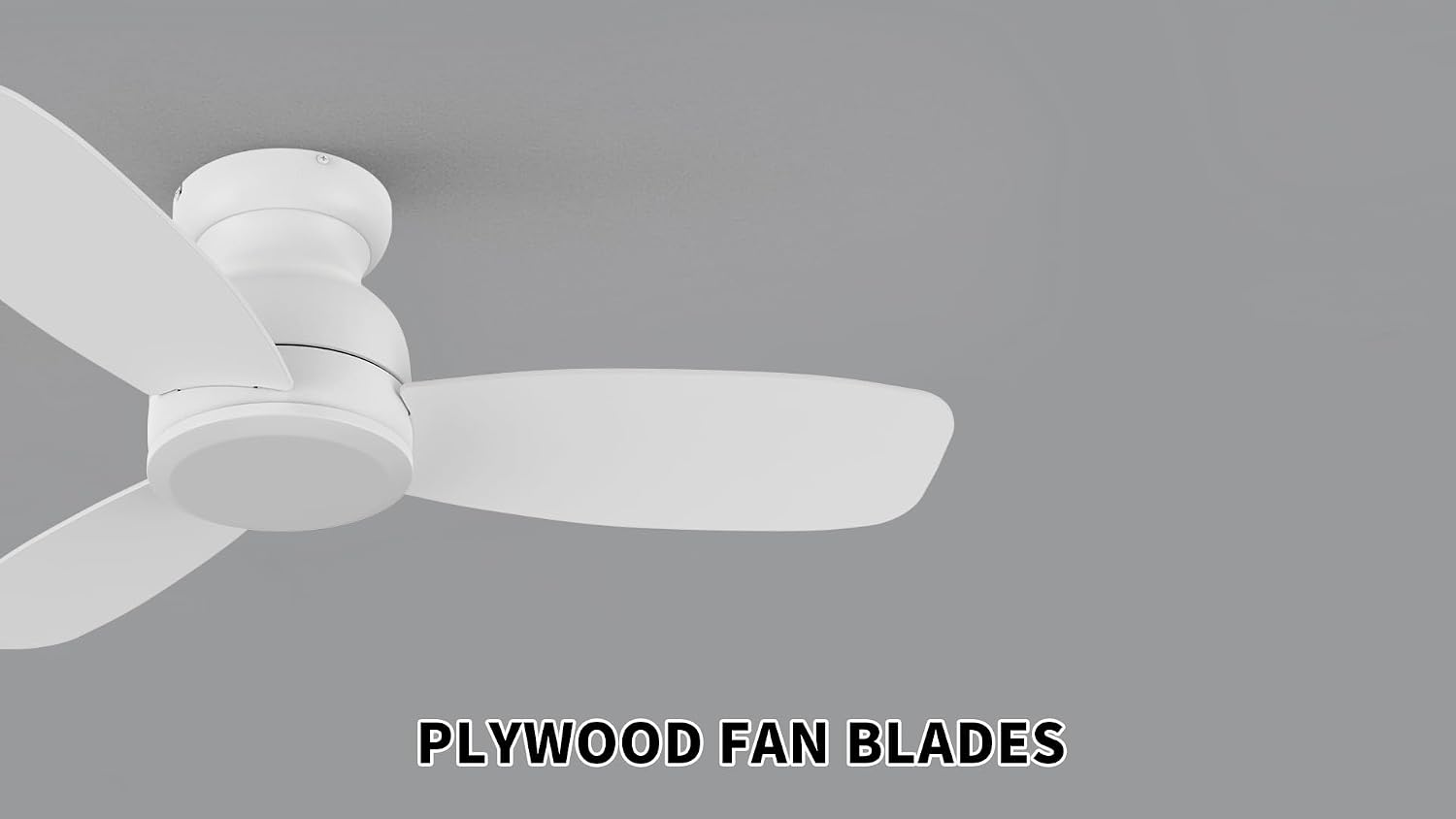 CEME 44 Inch Flush Mount Ceiling Fan without Lights, White Ceiling Fan with Remote Low Profile, 10-Speed Reversible DC Motor, 3 Dual Finish Blades, Indoor for Bedroom